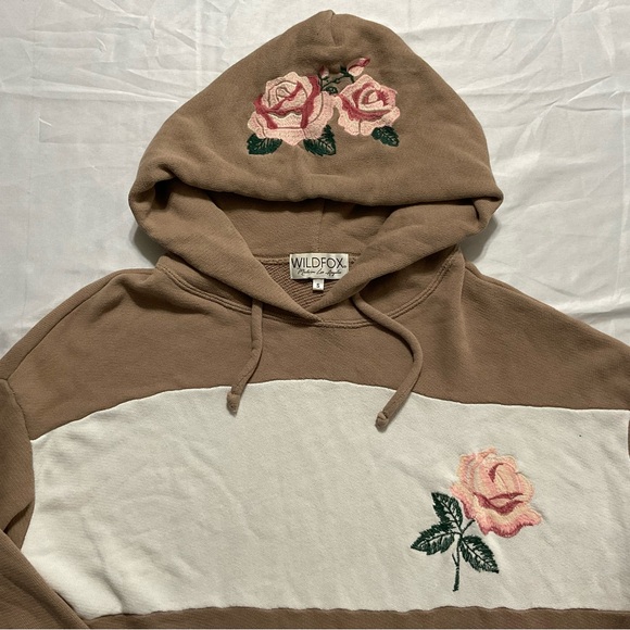Vintage WILDFOX Hoodie Sweatshirt Embroidered Flower Pullover Floral Women’s S - Picture 2 of 11